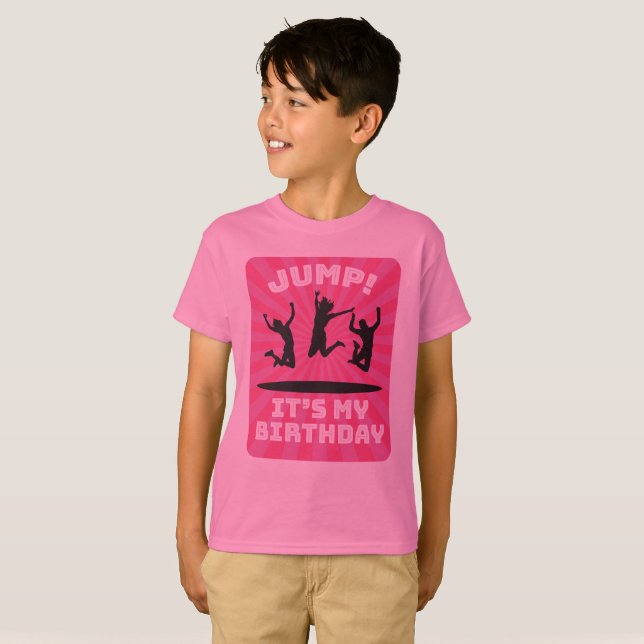 Girl's Trampoline Bounce House Birthday Party T-Shirt (Front Full)