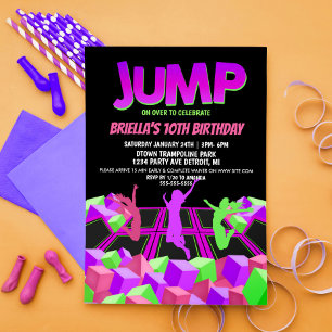 Girls Trampoline Park Party Invitation