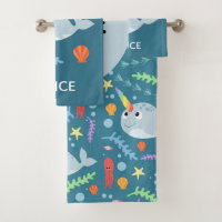 Girls Trendy and Modern Narwhal Pattern Name Kids