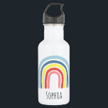 Girls Trendy and Whimsical Rainbow Cartoon Kids Stainless Steel Water Bottle<br><div class="desc">This trendy and whimsical kids water bottle design features a boho style rainbow,  with room for you to add your girls name in beautiful typography. The perfect bright and colorful back-to-school gift for your rainbow-loving child.</div>