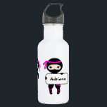 Girls Trendy Cute Ninja Warrior Kids Custom Name Stainless Steel Water Bottle<br><div class="desc">This personalized ninja accessory is designed to make your little one feel special. It features a cute little ninja holding a sign with your child's name on it. This design is part of a matching collection of accessories all in the theme of cute little ninjas in a variety of colors....</div>