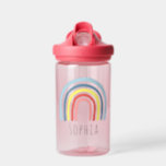 Girls Trendy & Cute Rainbow Kids School Water Bottle<br><div class="desc">This trendy and whimsical kids school water bottle design features a bright boho rainbow,  with room for you to add your girls name in elegant typography. The perfect bright and colorful gift for kids off to kindergarten,  preschool,  or just back to school!</div>