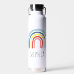 Girls Trendy & Whimsical Rainbow Cartoon Kids Water Bottle<br><div class="desc">This trendy and whimsical kids steel water bottle design features a bright boho rainbow,  with room for you to add your girls name in elegant typography. The perfect bright and colorful back-to-school gift for your rainbow-loving child or adult.</div>