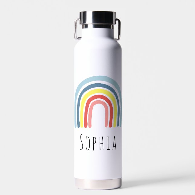 Girls Trendy & Whimsical Rainbow Cartoon Kids Water Bottle (Front)