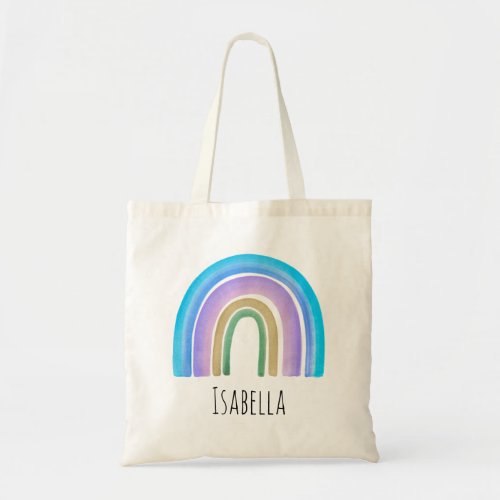 Girls Trendy Whimsical Rainbow Cartoon Name Kids  Tote Bag