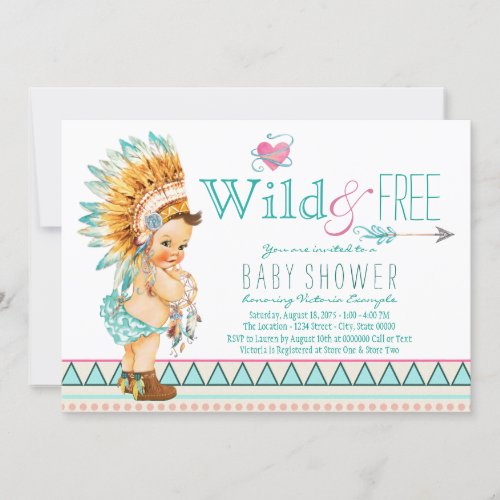 Girls Tribal Baby Shower Invitation