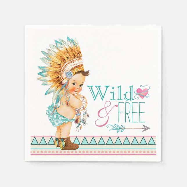 Girls Tribal Baby Shower Napkins (Front)