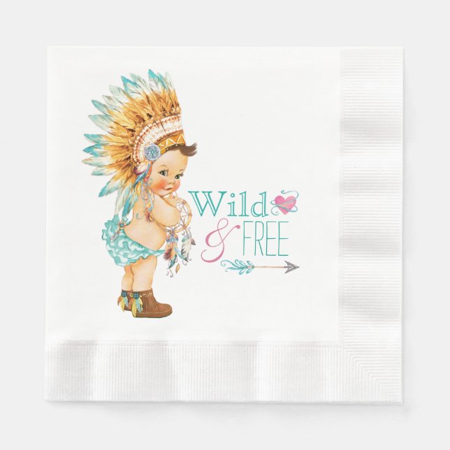 Girls Tribal Baby Shower Paper Napkins (Front)