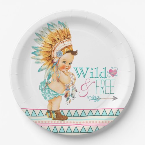 Girls Tribal Baby Shower Paper Plates