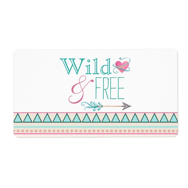 Girls Tribal Baby Shower Water Bottle Labels (Front)