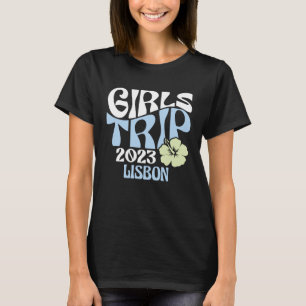 Girls Trip 2023 Lisbon Beach Destination Retro Gro T-Shirt