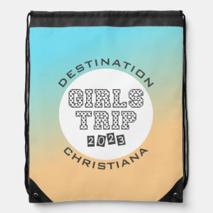 Girls Trip 2023 Vacation Tropical Gradient Custom Drawstring Bag