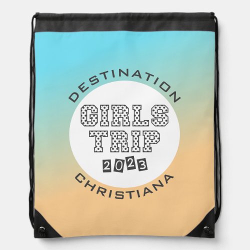 Girls Trip 2023 Vacation Tropical Gradient Custom Drawstring Bag