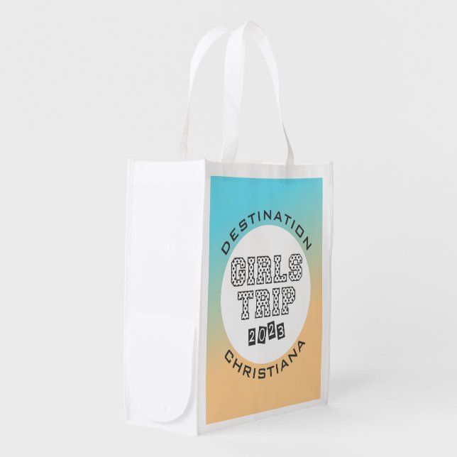 Girls Trip 2023 Vacation Tropical Gradient Custom Grocery Bag (Front Side)
