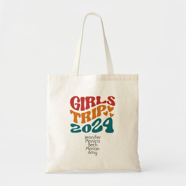 Girl's Trip 2024 Customizable Colors and Text Tote Bag (Front)