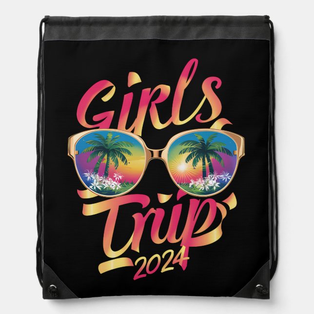 Girls Trip 2024 Weekend Summer Beach Vacation 2024 Drawstring Bag (Front)