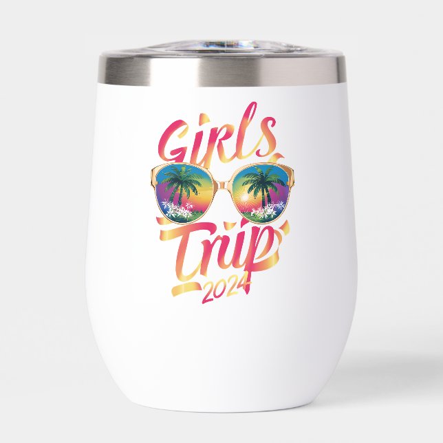 Girls Trip 2024 Weekend Summer Beach Vacation 2024 Thermal Wine Tumbler (Front)