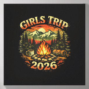 Girls Trip 2026 Camping Adventure Canvas Photo Tile