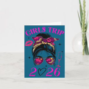 Girls trip 2026 messy bun weekend besties vacay card