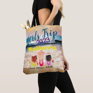 Girls trip beach sea  ocean holiday  personalized tote bag