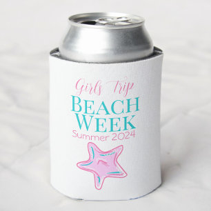 Girls’ Trip Beach Week Pink Starfish Custom Can Cooler