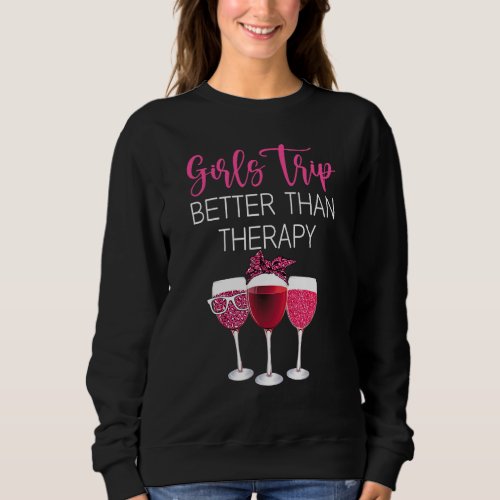 Girls Trip Better Than Therapy Leopard Print Wine  Sweatshirt