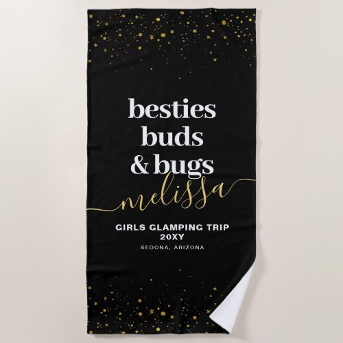 Girls Trip Camping Glamping Personalized Name Beach Towel