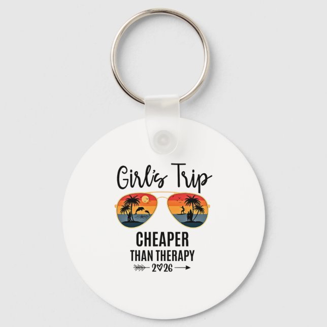 Girls Trip Cheaper Than A Therapy 2026 Group Match Keychain (Front)