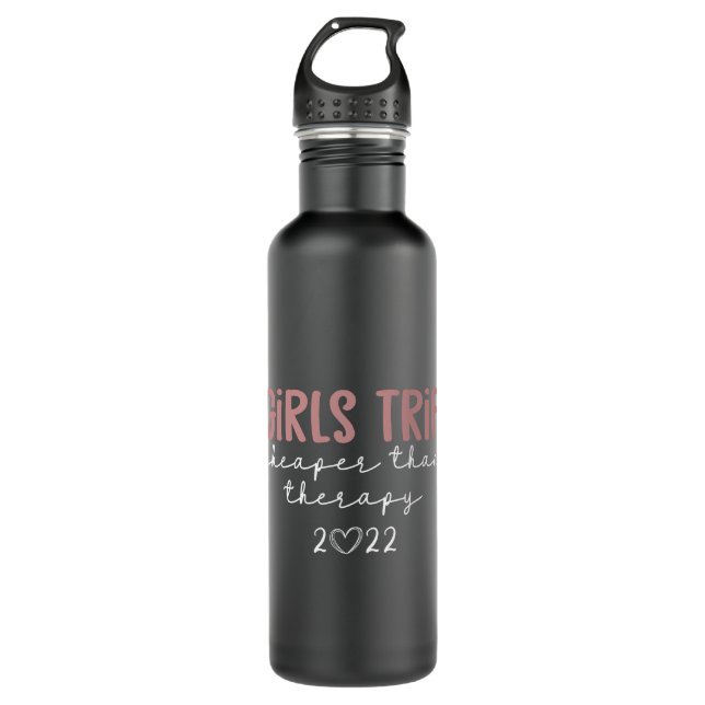 Girls Trip Cheaper than therapy 2022 Vacation Stainless Steel Water Bottle (Front)