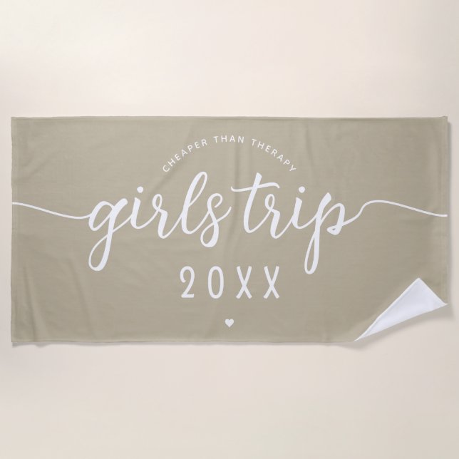 Girls Trip Cheaper Than Therapy Custom Vacation Beach Towel (Front)