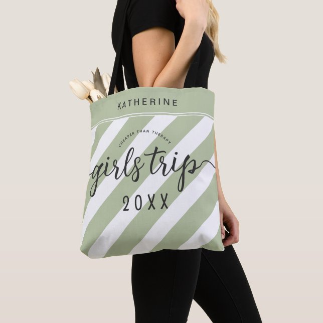 Girls Trip Cheaper Than Therapy Custom Vacation Tote Bag (Close Up)