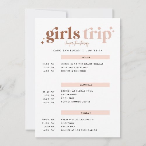 Girls Trip Cheaper than Therapy Itinerary Invitati Invitation