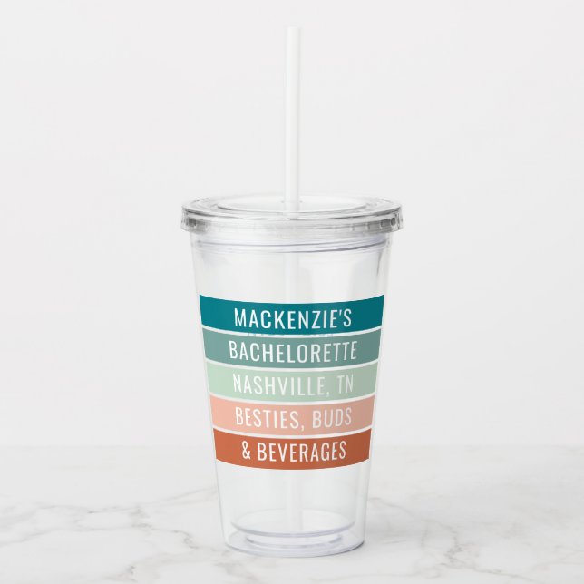 Girls Trip Custom Name Destination Trendy Stripe A Acrylic Tumbler (Front)