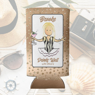 Girls Trip Female Blonde Cartoon Vacation Foam Seltzer Can Cooler