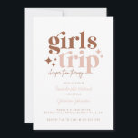 Girls Trip   Itinerary Combo Invitation<br><div class="desc">A girls trip IS cheaper than therapy!! Use this Invitation to invite all the fabulous girls on your getaway. Design features a retro san-serif font in brown and pink that says Girls Trip with handwritten text that says "cheaper than therapy." On the back you can customize all the events of...</div>