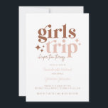 Girls Trip   Itinerary Combo Invitation<br><div class="desc">A girls trip IS cheaper than therapy!! Use this Invitation to invite all the fabulous girls on your getaway. Design features a retro san-serif font in brown and pink that says Girls Trip with handwritten text that says "cheaper than therapy." On the back you can customize all the events of...</div>