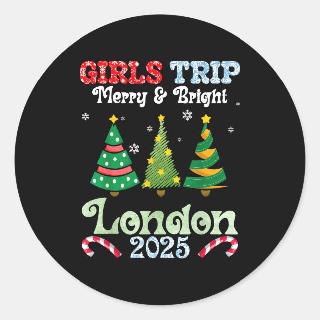 Girls Trip Merry Bright Christmas In London Vacati Classic Round Sticker (Front)