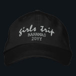 Girls Trip Modern Script Typography Personalized Embroidered Baseball Cap<br><div class="desc">Girls Trip Modern Script Typography Personalized Custom Embroidered Baseball Cap features the simple modern embroidered text "Girls Trip" with your personalized location and date or year. Perfect for your next girls trip. Created by Evco Studio www.zazzle.com/store/evcostudio</div>