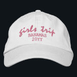 Girls Trip Modern Script Typography Personalized Embroidered Baseball Cap<br><div class="desc">Girls Trip Modern Script Typography Personalized Custom Embroidered Baseball Cap features the simple modern embroidered text "Girls Trip" with your personalized location and date or year. Perfect for your next girls trip. Created by Evco Studio www.zazzle.com/store/evcostudio</div>