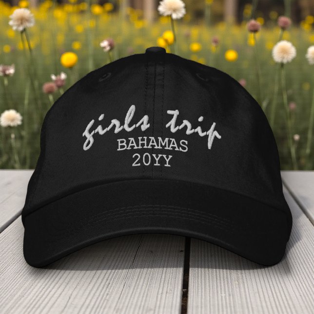 Girls Trip Modern Script Typography Personalized Embroidered Baseball Cap (Creator Uploaded)