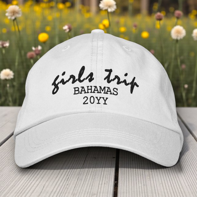 Girls Trip Modern Script Typography Personalized Embroidered Baseball Cap (Creator Uploaded)