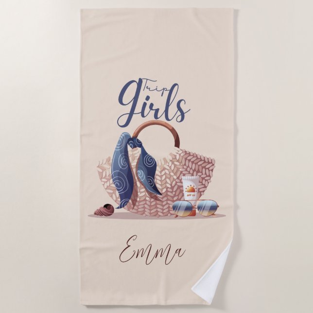 Girls Trip Monogram  Beach Towel (Front)