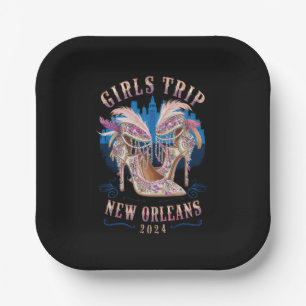 Girls Trip New Orleans 2024 Mardi Gras High Heels Paper Plates