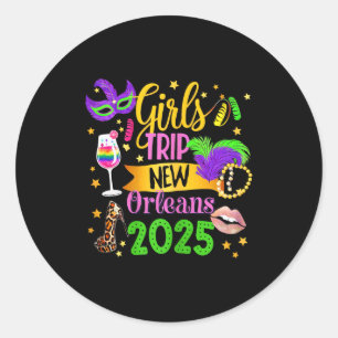 Girls Trip New Orleans 2025 Mardi Gras Mask Beads Classic Round Sticker