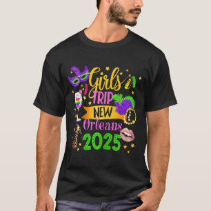 Girls Trip New Orleans 2025 Mardi Gras Mask Beads T-Shirt