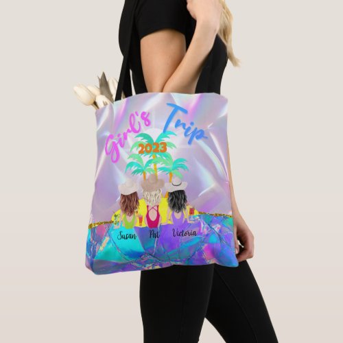 girls trip personalized beach custom tote bag