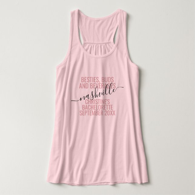 Girls Trip Personalized Destination Besties Pink Tank Top (Design Front)