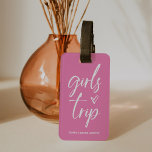 Girls Trip | Trendy Script on Pink and QR Code Luggage Tag<br><div class="desc">This stylish luggage tag is perfect for your girls trip, bachelorette weekend, or any getaway with your girlfriends! Trendy casual script says "girls trip" with a hand-drawn heart on a bright pink background, but you can change it to any color. Also add your social media profile to the back, and...</div>