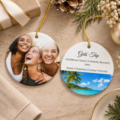 Girls Trip Vacation Travel Photo Ceramic Ornament