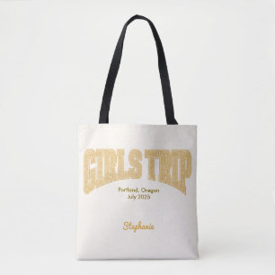 GIRLS TRIP Varsity Summer Sunset Ditzy Floral  Tote Bag
